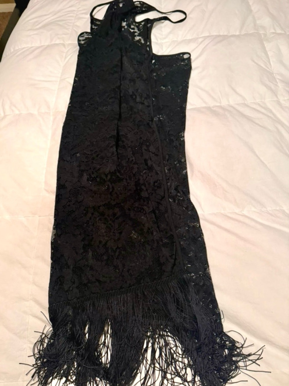 Black Lace Fringe Bathing Suit Cover Up